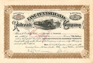 East Pennsylvania Railroad Co. - Stock Certificate